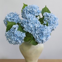 JIN PENG Grote 48cm Real Touch Blauw Groene Latex Hortensia Enkelstam voor Bruiloft Afstudeerfeest Tafeldecoratie
