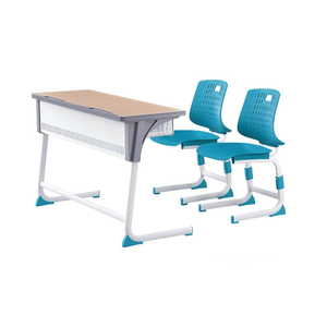 Ensemble de chaise et de bureau modulaires ergonomiques, modernes, durables, en plastique, réglables, écologiques, avec plateau en MFC, pour les meubles de classe scolaire - Product Image 3