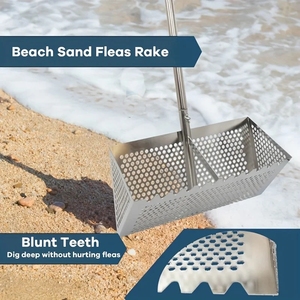 Tamis <span class=keywords><strong>à</strong></span> sable pliable en acier inoxydable, fournitures de plage, pelle en métal anti-corrosion - Product Image 5
