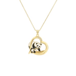 Collana con Panda per Donne e Innamorati, Ciondolo a Forma di Cuore con Panda, Collana con Cuore, Gioielli Personalizzati, Regali per la Festa della Mamma - Product Image 3