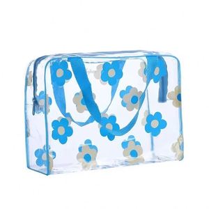 <b>Transparent</b> PVC <b>Makeup</b> <b>Bags</b> Portable Women's Floral Waterproof Cosmetic <b>Bag</b> Travel Washing Toiletry Shower Storage Pouches - Product Image 5