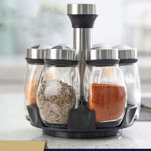 Ensemble de 6 pots à épices en verre pour la cuisine, support de rangement rotatif à 360 degrés, organiseur de rangement pour épices en verre pour la cuisine - Product Image 4