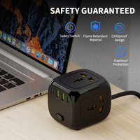Multiprise multifonctionnelle VINISEM Z13 Cube Design, 3 prises, 2 ports USB, 2 ports USB-C, câble de 2 m, mise à la terre standard, 10A 250V