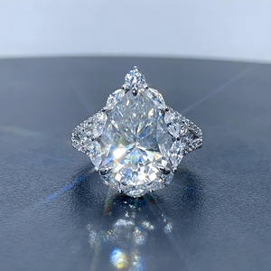 Anillo de Moissanita en Forma de Pera de 6CT para Mujer, Plata de Ley S925, 10x14mm, Forma de Lágrima, Estilo Europeo y Estadounidense - Product Image 2