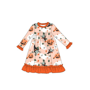 Babylovey Camicia <span class=keywords><strong>da</strong></span> <span class=keywords><strong>Notte</strong></span> <span class=keywords><strong>per</strong></span> Bambina in Fibra di Bambù con Maniche Lunghe e Volant, Design Personalizzato di Alta Qualità <span class=keywords><strong>per</strong></span> Halloween - Product Image 4