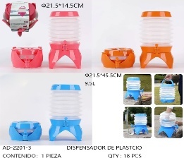 Dispensador de agua plegable de 9,5 l con grifo, jarra portátil para viajes, camping, uso doméstico, material plástico - Product Image 1
