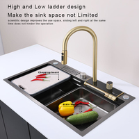 Nouveau produit LED numérique Nano multifonction robinets d'évier de cuisine intelligents or brossé SUS 304 acier inoxydable épaissi trois