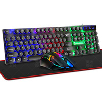 Combo Clavier et Souris Filaire RGB 2026 – Offre Spéciale Clavier, Souris, Casque et Tapis de Souris 4-en-1 pour Ordinateur et Mobile