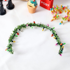 1:12 maison de poupée Mini rotin guirlandes lumineuses jouet décoration de <span class=keywords><strong>porte</strong></span> de noël bjd accessoires de maison de poupée - Product Image 4