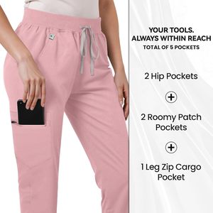Pantalones Médicos para Mujer FOXA, Estilo Jogger, Cintura Media con Cordón, Bolsillos Tipo Cargo, para Uso Hospitalario, Tejido de Punto con Mezcla de Algodón - Product Image 6
