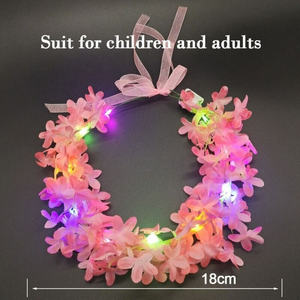 Guirlande lumineuse LED en forme de couronne de fleurs, serre-tête LED Hawaïen, couronne florale, accessoires pour anniversaire, mariage et fête - Product Image 6