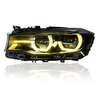 Convient aux BMW Série 3 3GT (2013-2019) – Ensemble de phares F34 modifié avec une lentille laser bicolore en forme de cuillère et effet œil doré