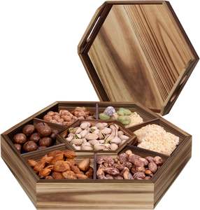 Achteckiges hölzernes Serviert ablett mit 8 Fächern, mehrzellige Snack box für Nüsse, Süßigkeiten, Party Food Display - Product Image 1