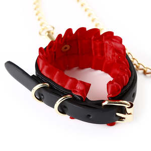 조절 가능한 블랙 레드 체인 목 수갑 BDSM 속박 세트 성인 게임 페티시 노예 목걸이 여성 커플용 148cm 금속 - Product Image 3