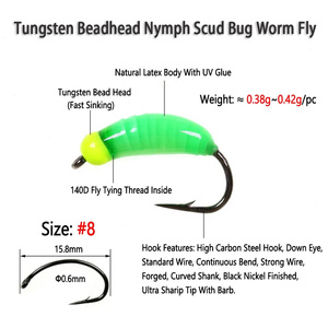 Tête de perle de tungstène UV et lumineuse <span class=keywords><strong>Nymphe</strong></span> Scud Bug Worm Fly Barbed Caddis Larvae Insect Baits Fast Sinking Trout Fishing Leurres - Product Image 2