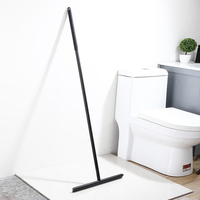 Raclette de douche de luxe noir mat avec manche en aluminium et lame en silicone, outil de nettoyage pour sols et vitres, idéal pour les fenêtres
