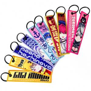 Porte-clés en tissu à motifs de dessins animés, étiquette de bagage, porte-clés brodé anime, porte-clés à impression par sublimation, étiquette de bagage jet tag - Product Image 3
