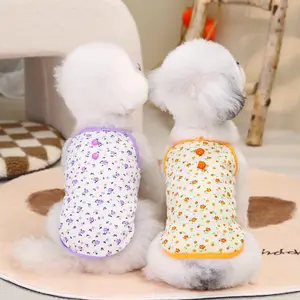 Blusa de verão para cachorro florida, blusa de sol para animais de estimação, colete para cachorrinho, blusa halter