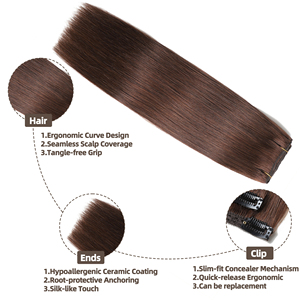 Extensioni <span class=keywords><strong>per</strong></span> <span class=keywords><strong>capelli</strong></span> a clip 240g, set super voluminoso, <span class=keywords><strong>capelli</strong></span> russi vergini, bestseller 2026, novità <span class=keywords><strong>per</strong></span> <span class=keywords><strong>capelli</strong></span> sottili e fini, castano cioccolato, invisibili - Product Image 3