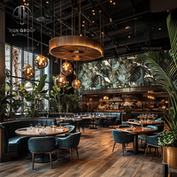 Ensemble de meubles ronds sur mesure Ron Group, table en bois massif, chaise personnalisée, banquette en cuir courbée pour restaurant