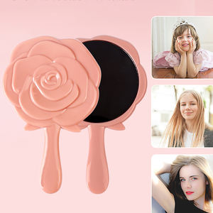 Vente en gros paquet de miroirs en plastique vintage miroir de maquillage à main de beauté mini miroir de voyage en forme de rose pour le maquillage - Product Image 3
