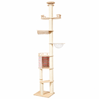 Arbre à chat en bois à 5 niveaux avec capsule spatiale transparente, lit pour chat, griffoir en sisal, arbre à chat vertical haut