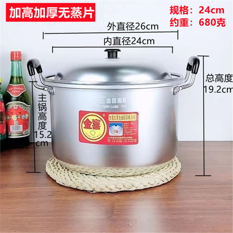 สูงขึ้น 24 ซม. และหนาขึ้น (สำหรับ 2-4 คน) ไม่มีตะแกรงนึ่ง