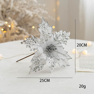 Hot Selling 25cm <b>Christmas</b> Flower <b>Christmas</b> <b>Tree</b> Decoration Sequin Velvet <b>Christmas</b> Flower - Product Image 6
