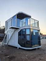 Capsule spatiale à double étage, maison de luxe pour glamping, pod panoramique avec fenêtre, insonorisée, imperméable, isolante thermiquement, design moderne, hôtel