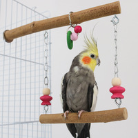Balançoire de perroquet en bois naturel-Tigre imprimé Phoenix cage à oiseaux anneau suspendu pont balançoire, accessoires de jouets pour oiseaux de compagnie