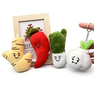Juguetes de peluche para máquina de garras de arcade, dijes de vegetales originales (cebolla verde, jengibre, ajo), llaveros de brócoli, pequeños, para restaurantes de hot pot - Product Image 1