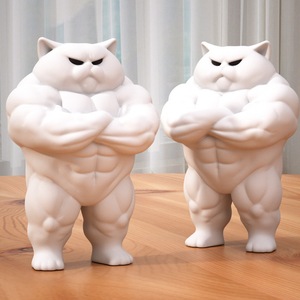 Outlandish Creative Statue <strong>Figurine</strong> - <strong>Cat</strong> with Chest Muscles - Product Image 3