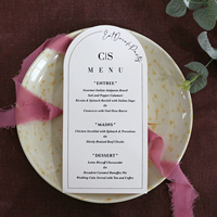 Tarjetas de menú de papel de diseño creativo para fiesta de boda o eventos, color y diseño personalizado