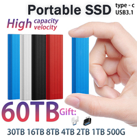 Mini Disque SSD Portable (Solid State Drive) 8TB 1TB 2TB 4TB Disque Dur Externe Wavy pour Extension de Stockage