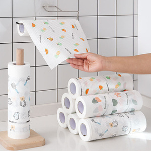 Disposable Kitchen Dishcloth Printed Non Woven Fabric Thickened Dry Wet Dual Use For Cleaning Cooking - Product Image 1