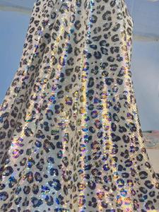 Lihuan Tiger In Kỹ Thuật Số Stretch Lưới Sequin Vải Leopard Polyester Ren Net Tái Chế Sequin Thêu Vải Cho Vải - Product Image 3