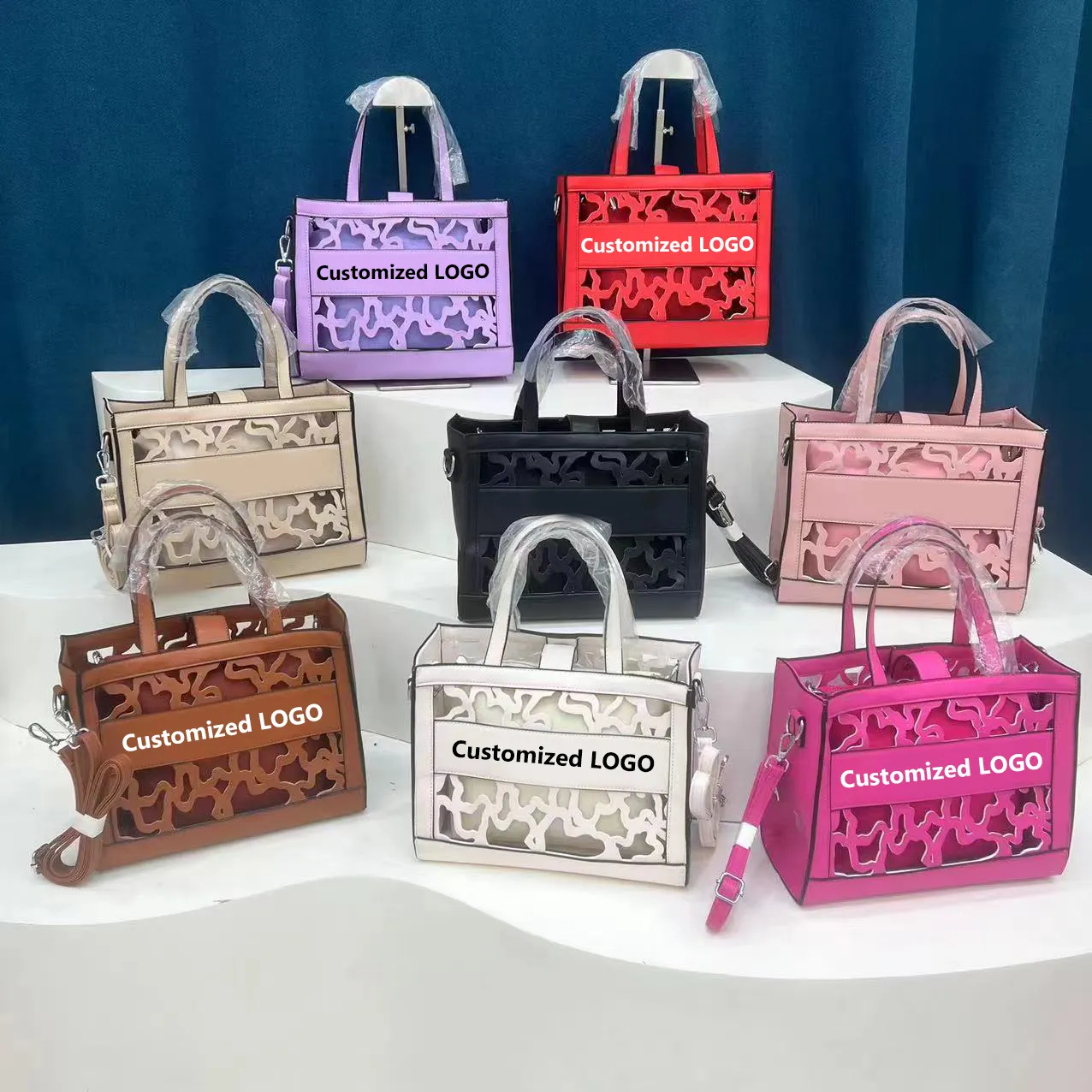 Bolsas femininas de couro da moda de grande capacidade bolsas femininas sacolas de compras de marcas internacionais com logotipos