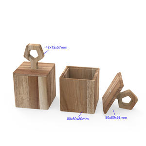 Pot à sucre en bois durable fait à la main - Design moderne avec couvercle hermétique gain de place pour le rangement de la cuisine - Product Image 3