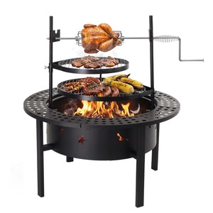 Brasero para Exteriores de Alta Resistencia de 33.5 Pulgadas con Asador Giratorio, Brasero Portátil para Leña con Parrilla Giratoria Extraíble - Product Image 1