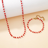 Bijoux mode élégants et minimalistes en acier inoxydable, vente en gros de perles de cristal plaquées or, ensembles de bracelets et de colliers pour femmes
