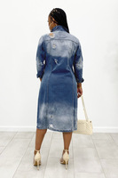 S-3XL 2022 Nouvelle Vente Chaude Femmes Vêtements Bleu Denim Bouton Déchiré Long Dames Jean Veste Manteau
