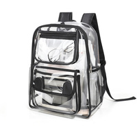Logo personnalisé en gros de sac d'école étanche de grande capacité sac à dos d'école durable en PVC transparent sac de rangement d'école pour enfants à la mode