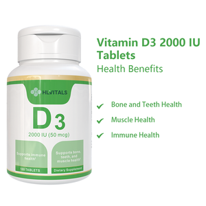 Comprimés de Vitamine D3 2000 UI certifiés GMP, complément alimentaire en marque blanche pour la santé immunitaire et osseuse, OEM/ODM - Product Image 2