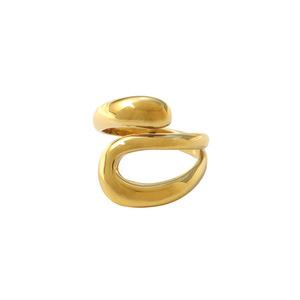Irregular Cross Ring For Women Geometric Shape Openwork Jewelry Party Fashionable Trendy Gold Tone - Product Image 5