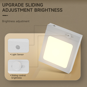 EU/US/UK <b>Plug</b>-in Mini ABS Bedroom Dusk to Dawn Sensor 2700K 3-Stepless Dimming Wall Night <b>Light</b> - Product Image 3