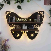 Étagère en bois au design moderne et simple, lampe Luna Moth, étagère en buis, lampe Dieu de la Lune, support de lampe, papillon, rangement à domicile