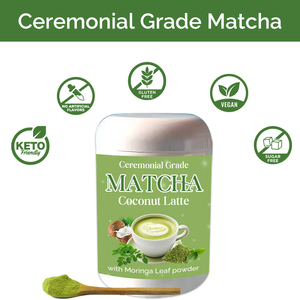 Noix de coco Matcha Latte Thé vert chaud ou glacé Latte Mélange Doux Cérémonial Grade 5A Matcha Latte avec poudre de feuille de Moringa - Product Image 3