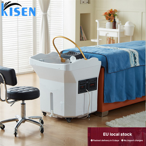 KISEN Stock UE Bac de lavage portable pour salon de coiffure avec circulation d'eau, équipement de spa capillaire, bac à shampoing avec deux réservoirs d'eau - Product Image 4