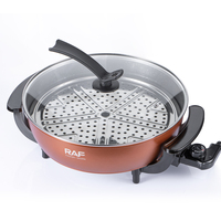 Casserole électrique RAF Olla Eléctrica 10L 1500W 34CM avec revêtement antiadhésif et grille vapeur pour les repas en famille