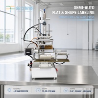 Machine d'étiquetage semi-automatique à 360 degrés pour bouteilles plates, carrées, hexagonales, prismatiques, pots cosmétiques et chimiques